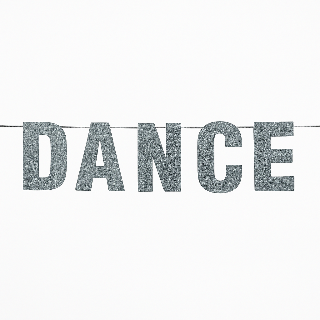 Silver Sequin "Dance" Hanging Banner for Birthday Celebrations