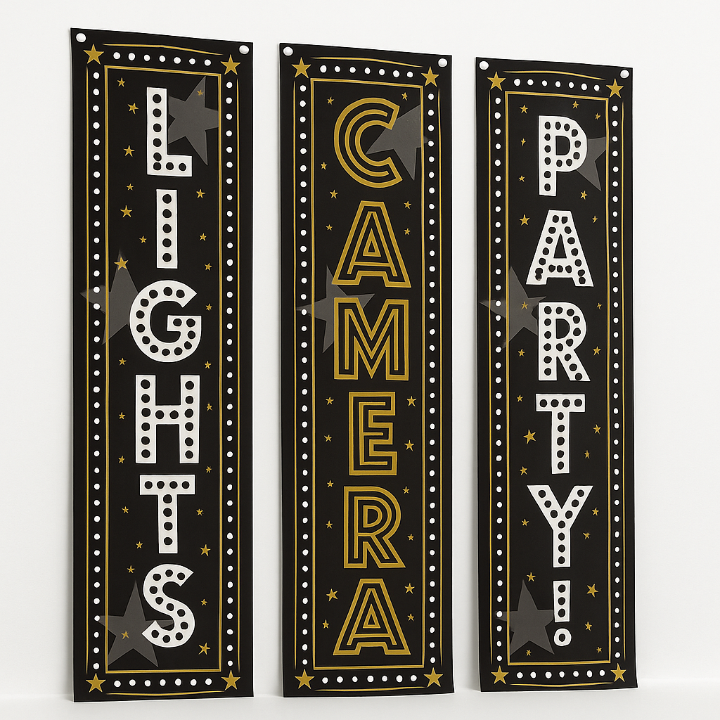 Hollywood Awards Night Decorative Panels - "Lights, Camera, Party!" Set