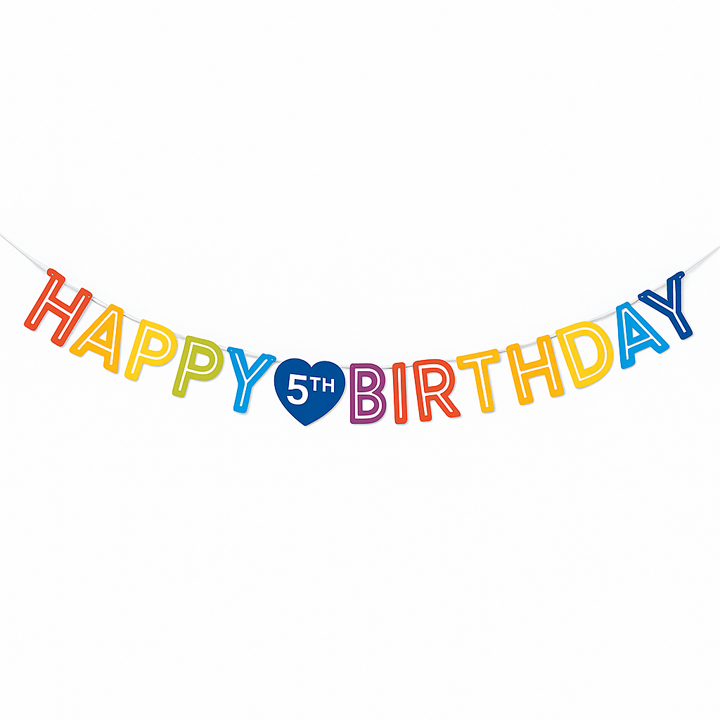 Customizable Rainbow Celebration Birthday Banner