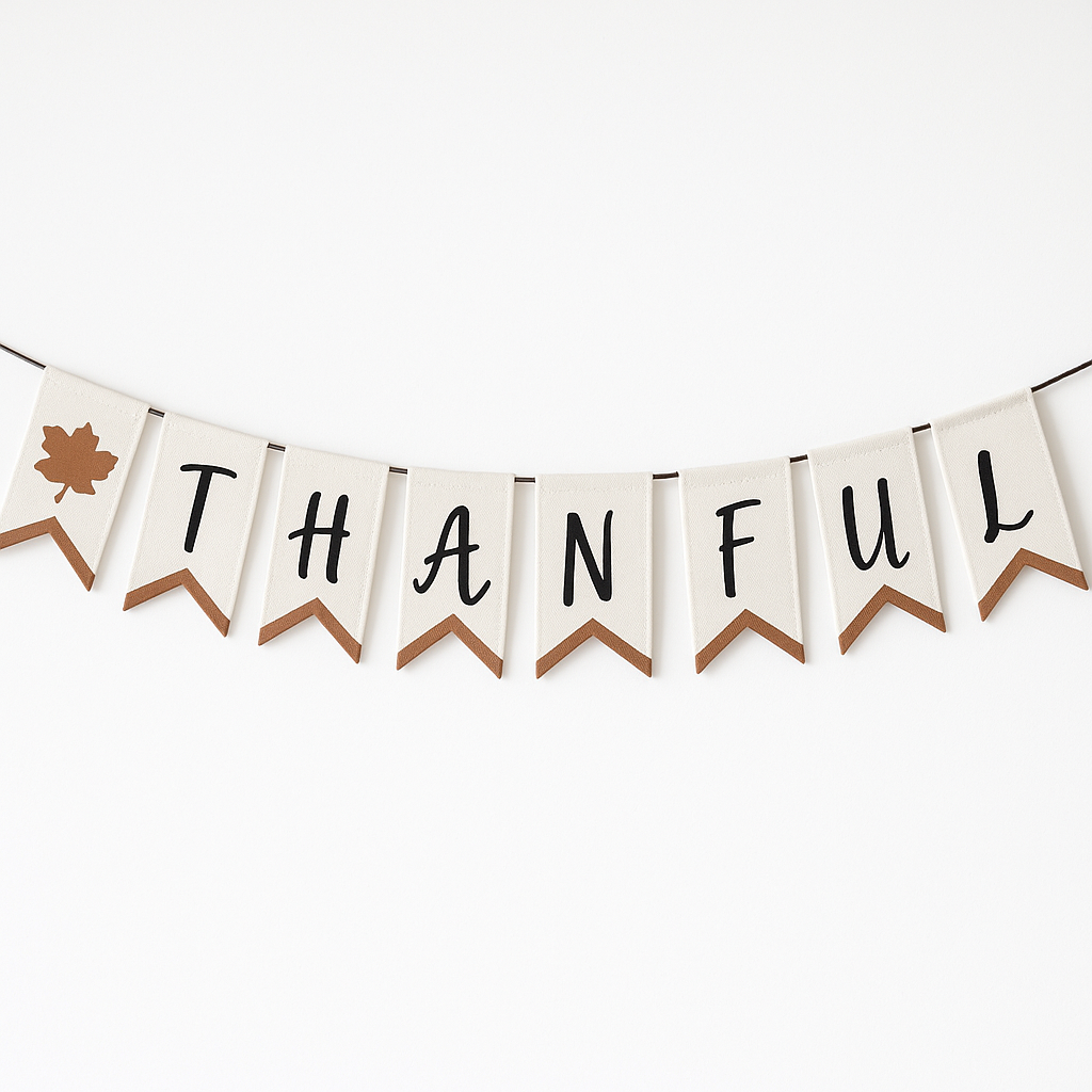 Thankful Burlap Canvas Banner for Thanksgiving Decor