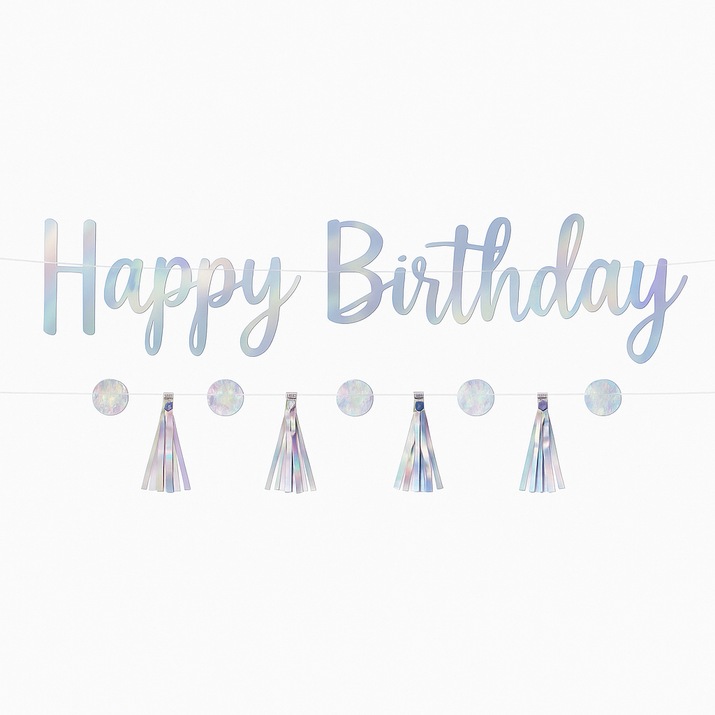 Luminous Iridescent "Happy Birthday" Banner Kit for Kids