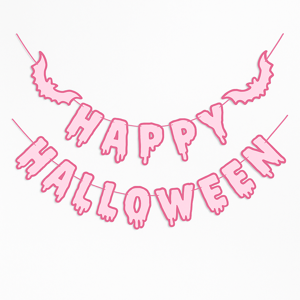 Pink Drip Letter Halloween Banner