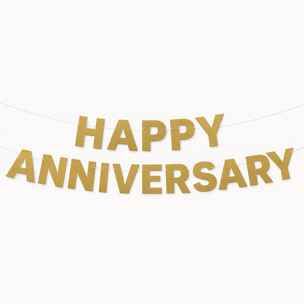 Elegant Silver "Happy Anniversary" Letter Banner