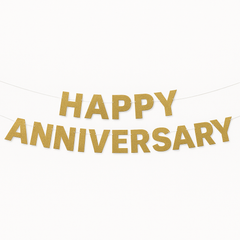 Elegant Silver "Happy Anniversary" Letter Banner