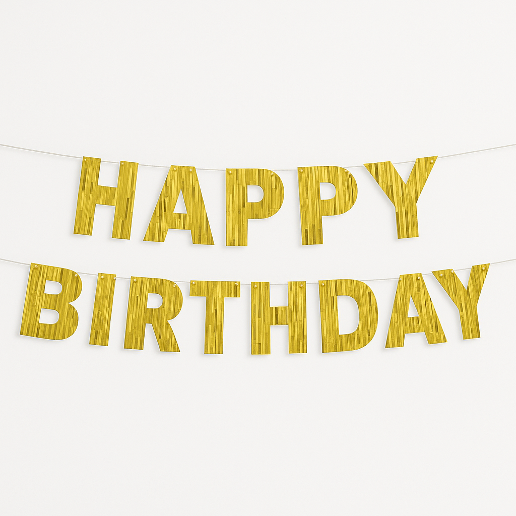 Golden Age "Happy Birthday" Gold Letter Banner