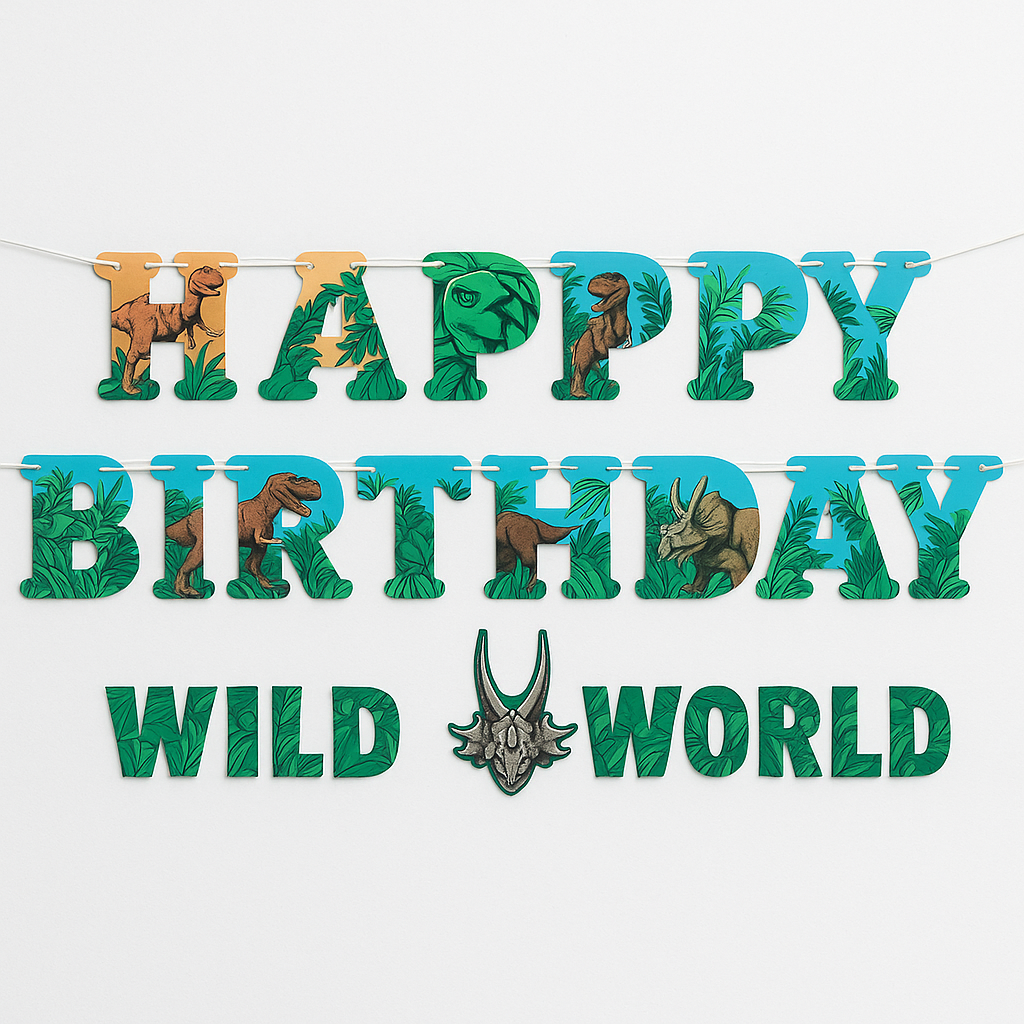 Jurassic World "Happy Birthday" Dinosaur Theme Letter Banner Kit