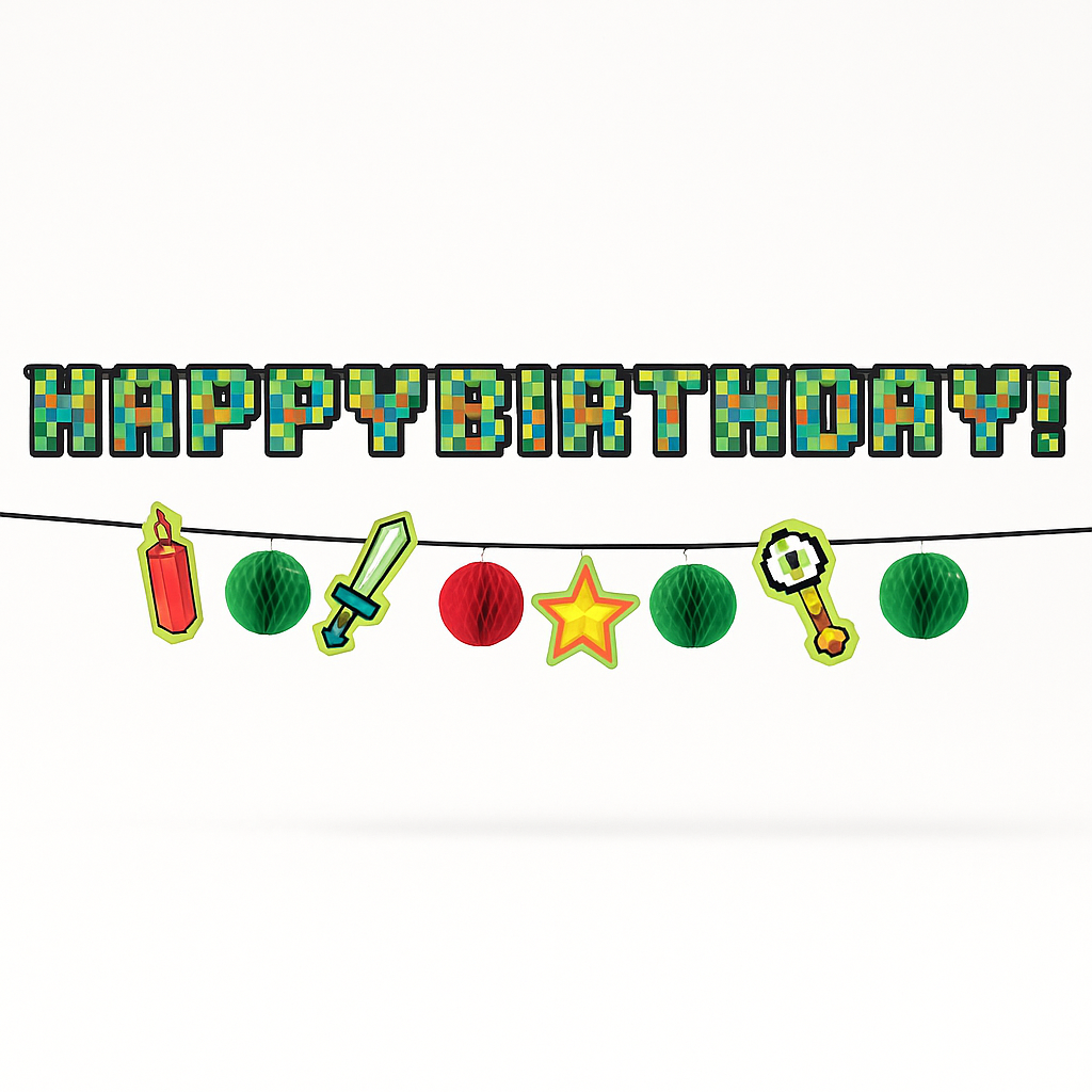 Pixel Party "Happy Birthday" Double Banner Kit