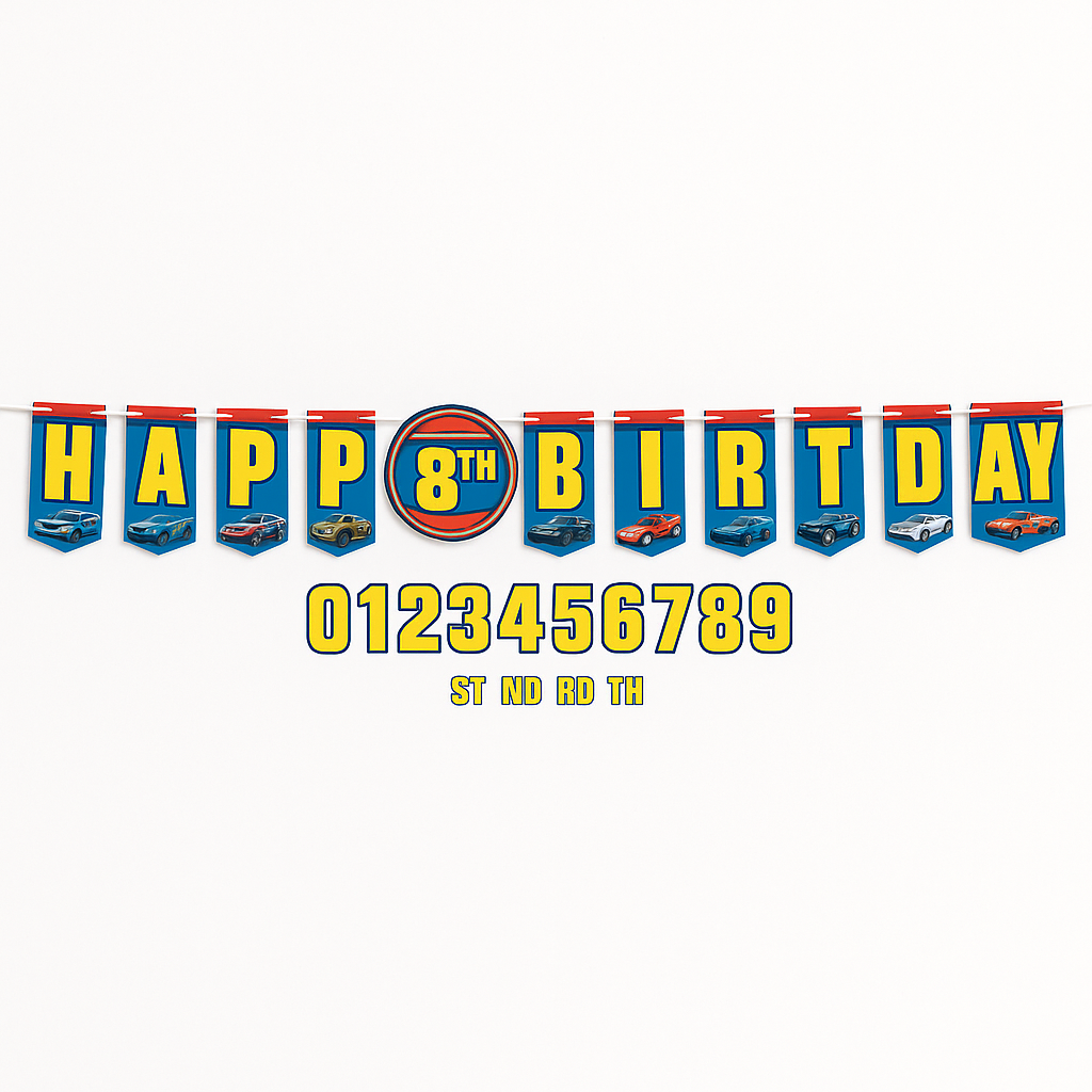 Hot Wheels Customizable "Happy Birthday" Banner - 10.5 ft