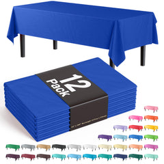 Dark Blue Plastic Table Covers | 12 Pack - 54 In. x 108 In.