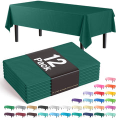 Dark Green Plastic Table Covers | 12 Pack - 54 In. x 108 In.