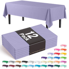 Premium Lavender Plastic Table Covers | 12 Pack - 54 In. x 108 In.