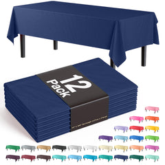 Navy Blue Plastic Table Covers | 12 Pack - 54 In. x 108 In.