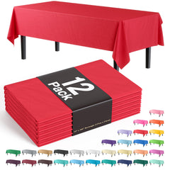 Red Plastic Table Covers | 12 Pack - 54 In. x 108 In.