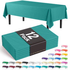 Premium Teal Plastic Table Covers | 12 Pack - 54 In. x 108 In.