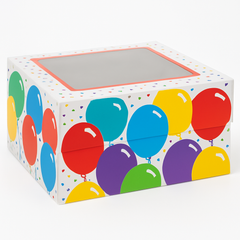 Colorful Birthday Cake Box with Viewing Window, 12"x12"x6"