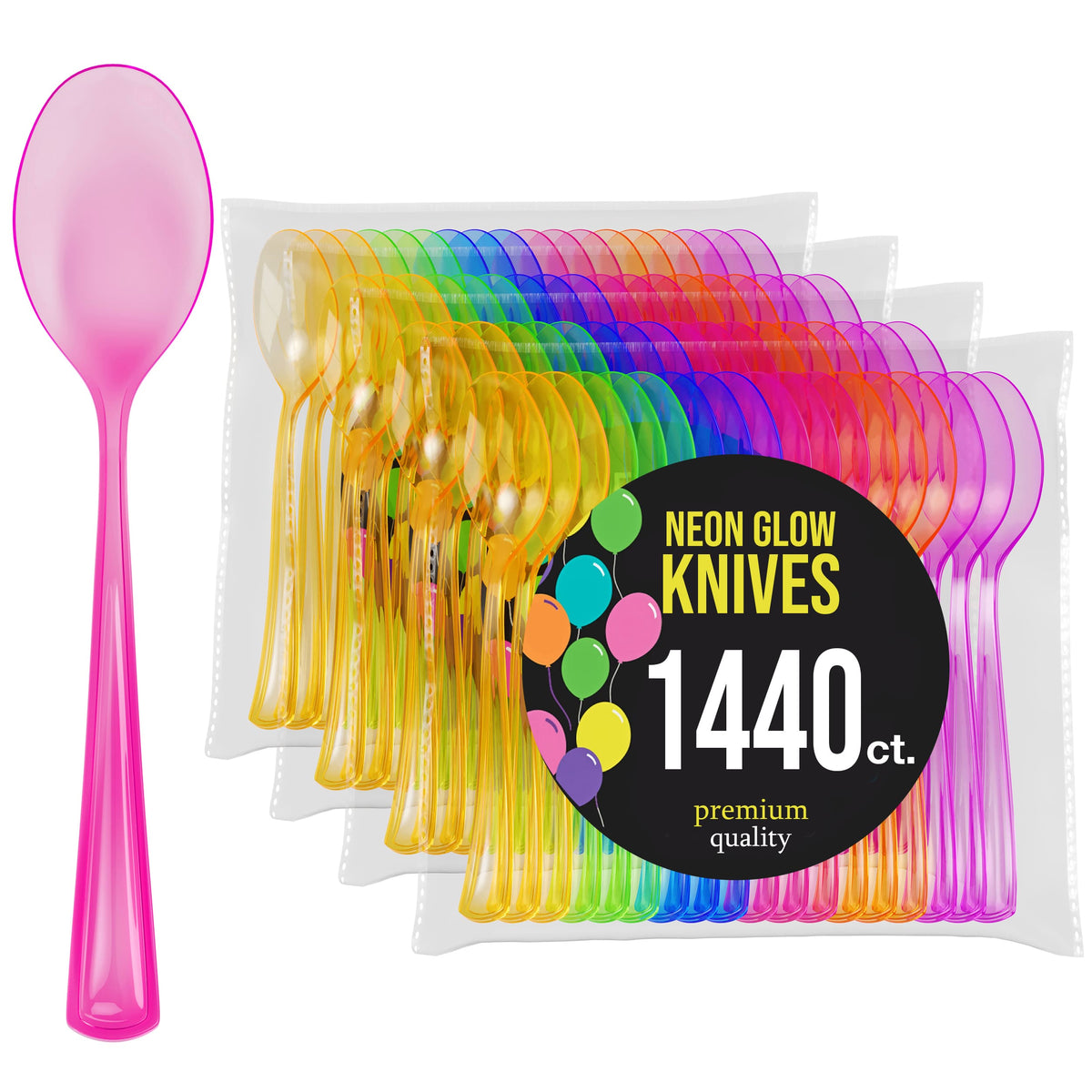 Heavy Duty Neon Plastic Spoons | Case of 1440