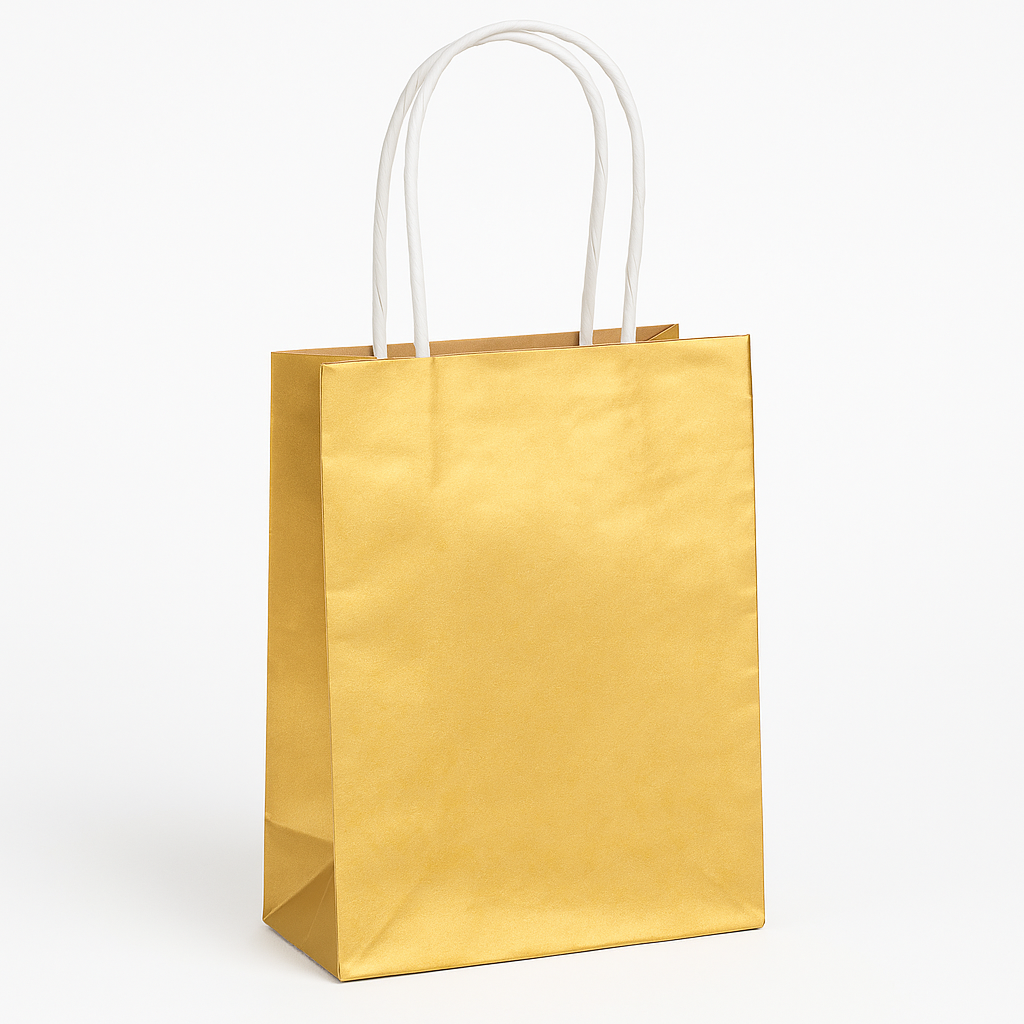 Metallic Gold Mini Kraft Gift Bag with Handles