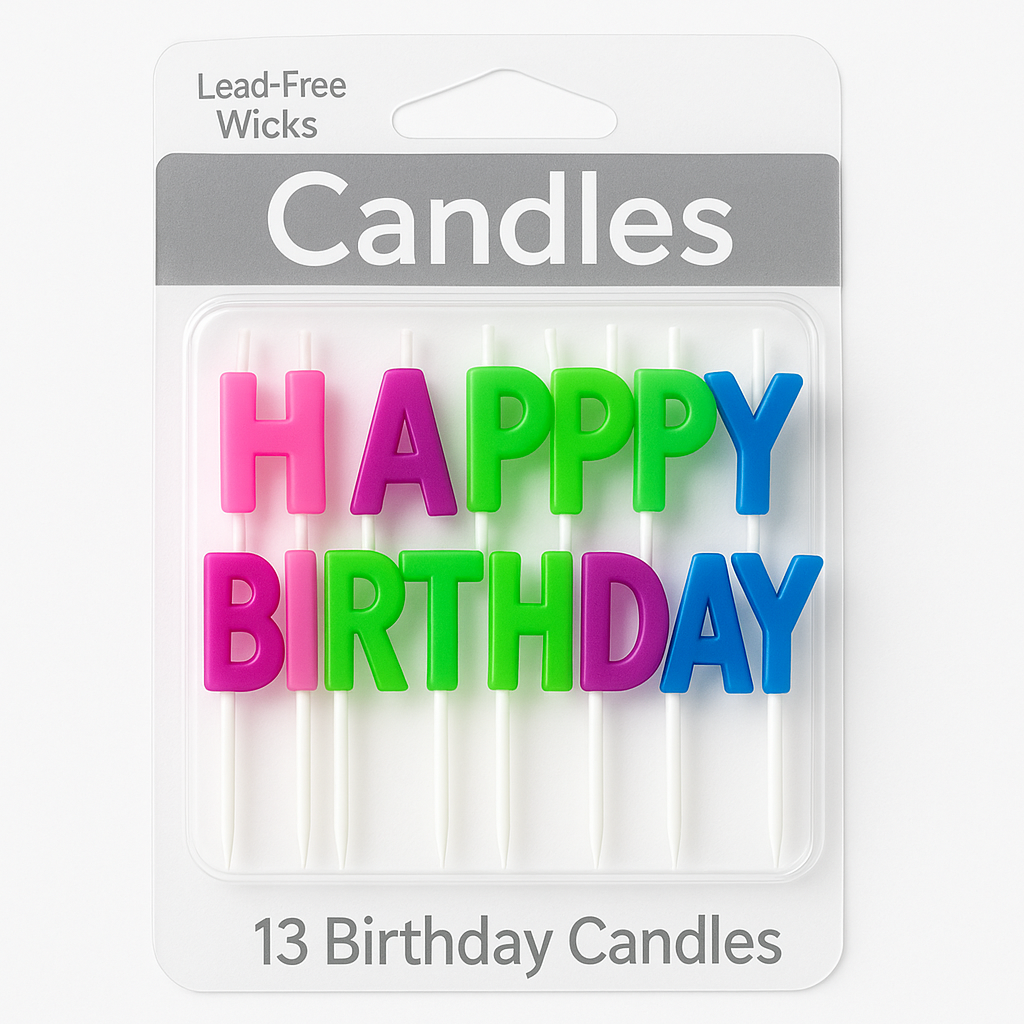 Multicolour "Happy Birthday" Letter Candles - 13 Pack