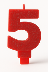 Red Glitter Number 5 Birthday Candle