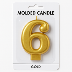 Gold Number 6 Molded Candle
