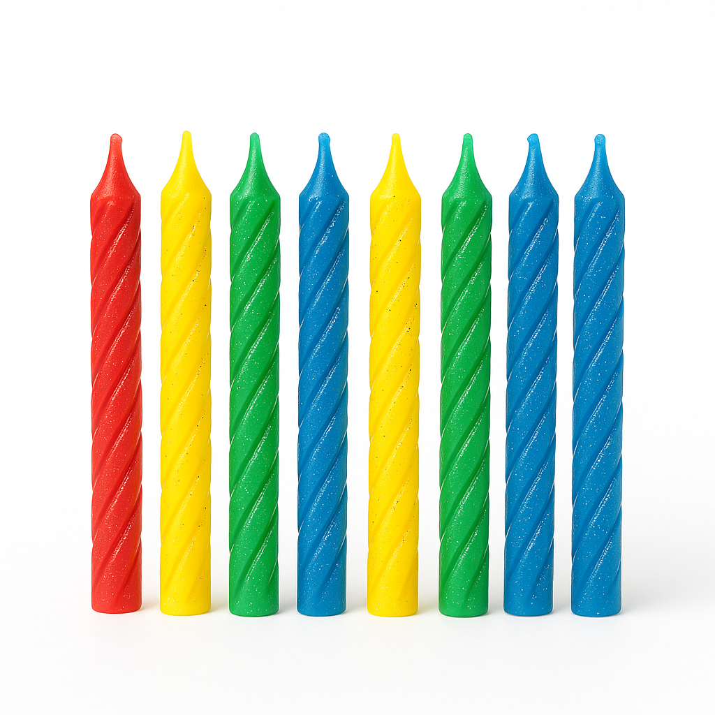 Glitter Spiral Birthday Candles - Multi-Color Set