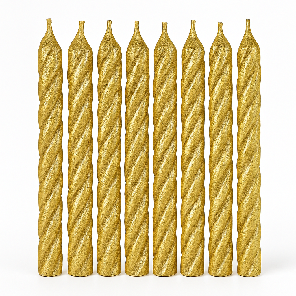 Elegant Gold Spiral Birthday Candles, 3.2-inch, 12-Pack