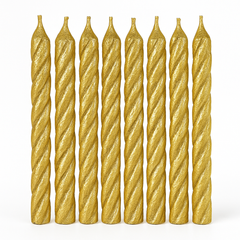 Elegant Gold Spiral Birthday Candles, 3.2-inch, 12-Pack