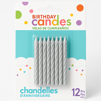 Silver Spiral Birthday Candles - 12 Pack