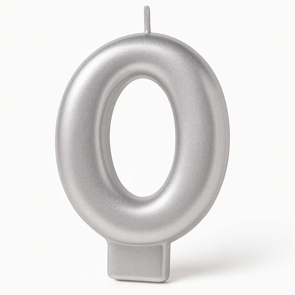 Silver Metallic Number 3 Molded Candle