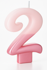 Pink Metallic Dipped Number 2 Birthday Candle
