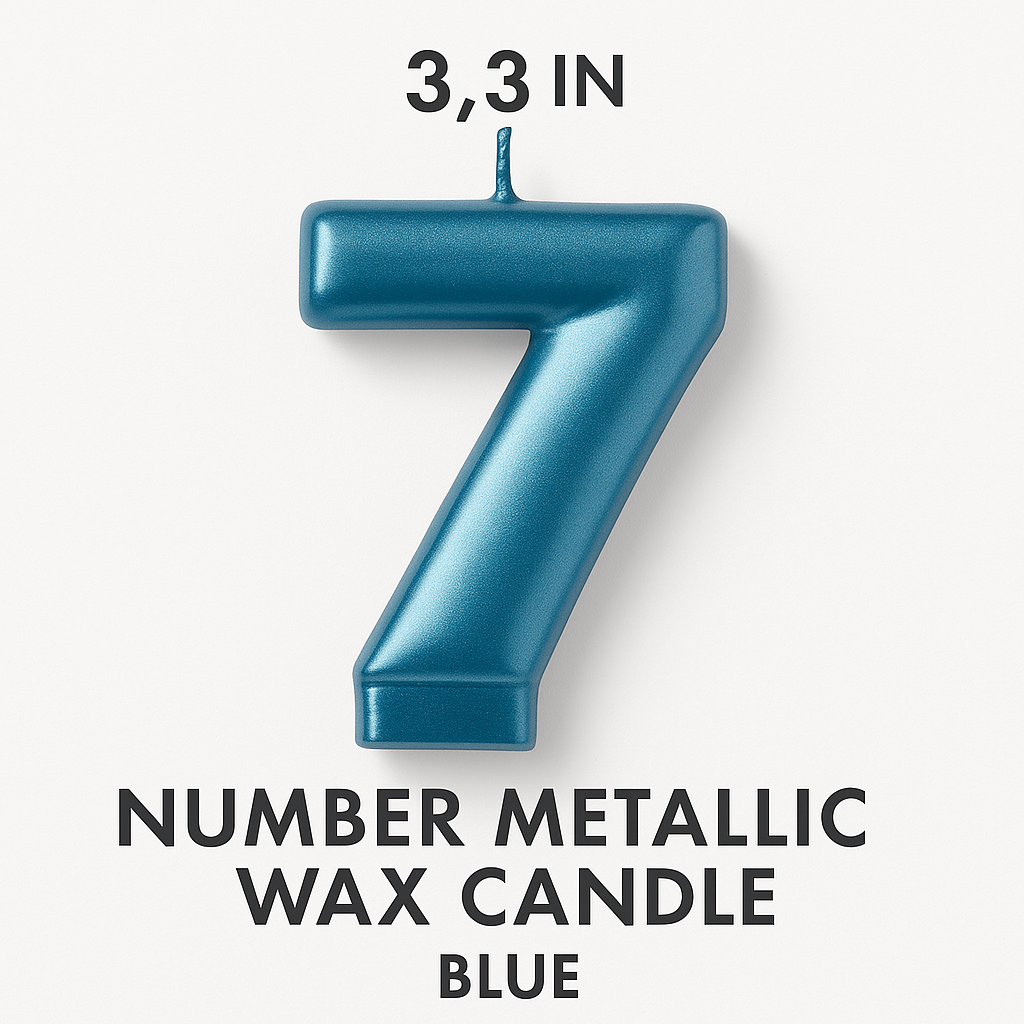 Metallic Blue Number 7 Birthday Candle