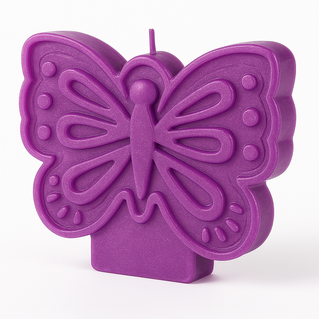 Butterfly Flutter Wax Birthday Candle, 3-Inch, Metallic Purple