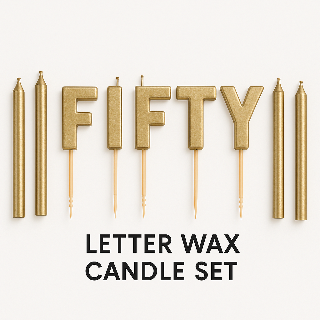 Golden Age 50th Birthday "Fifty" Pick Candle Set