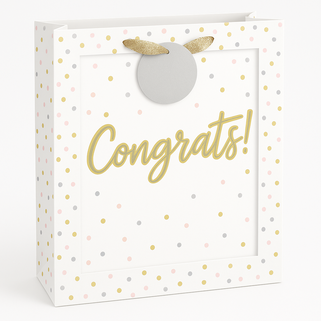 Confetti "Congrats" Large Gift Bag with Hang Tag