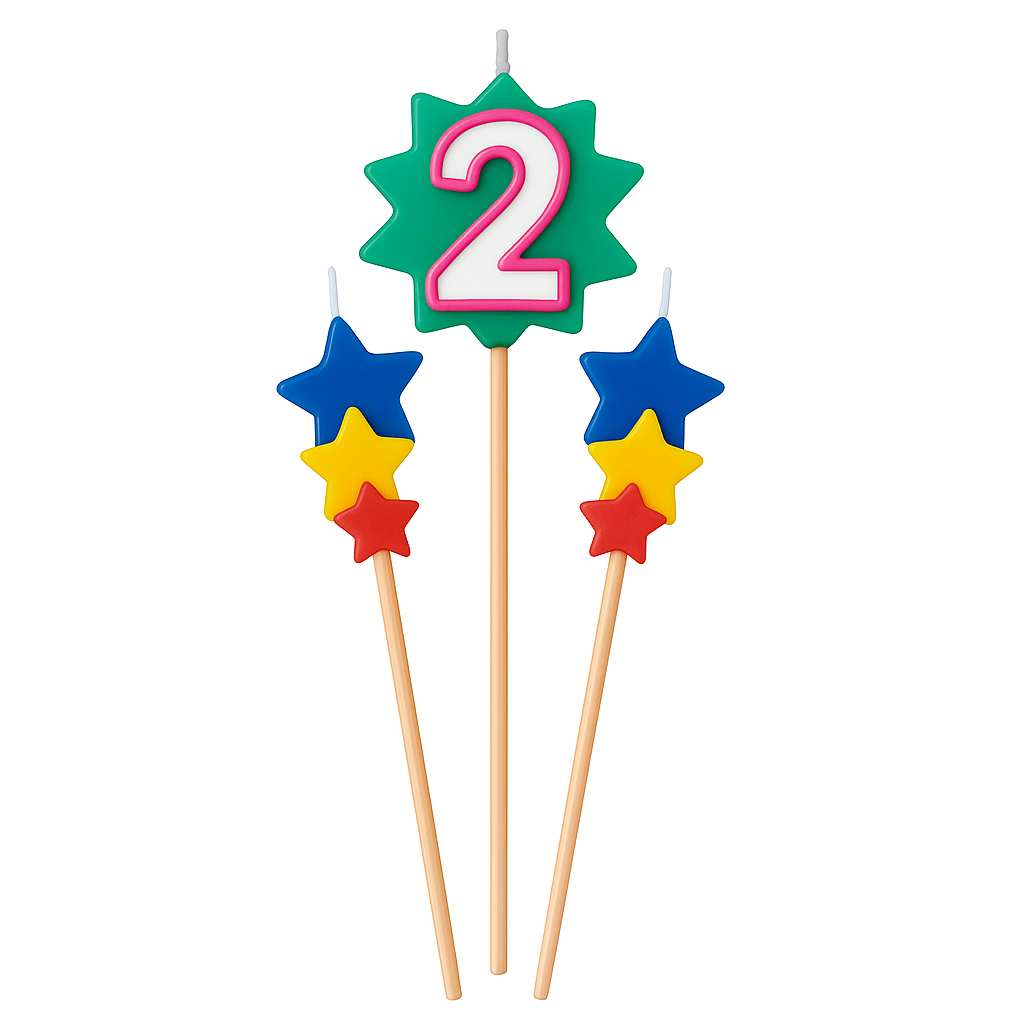 Star Birthday Candle Set with Number 2