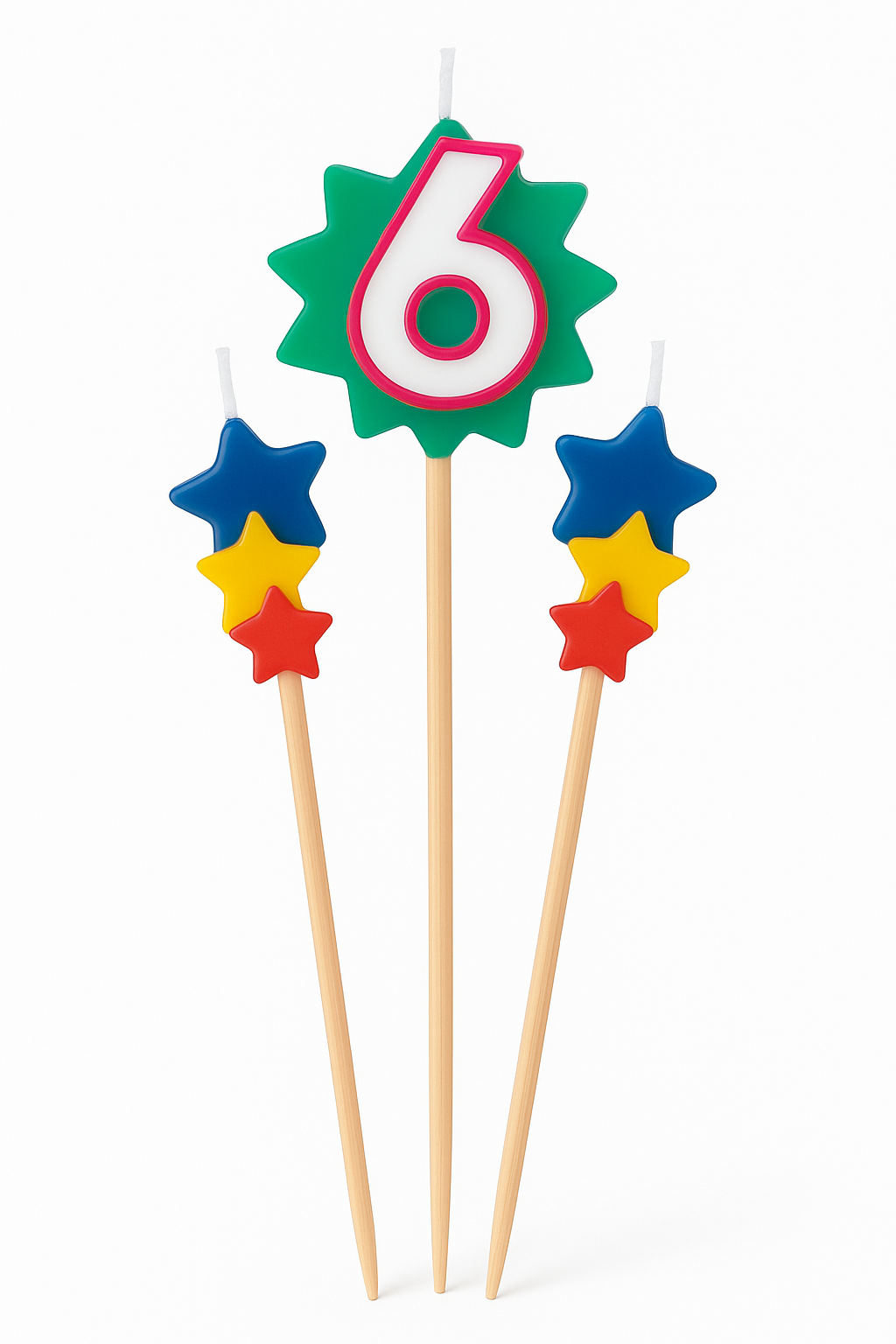 Star Birthday Toothpick Candle Set - Number 6