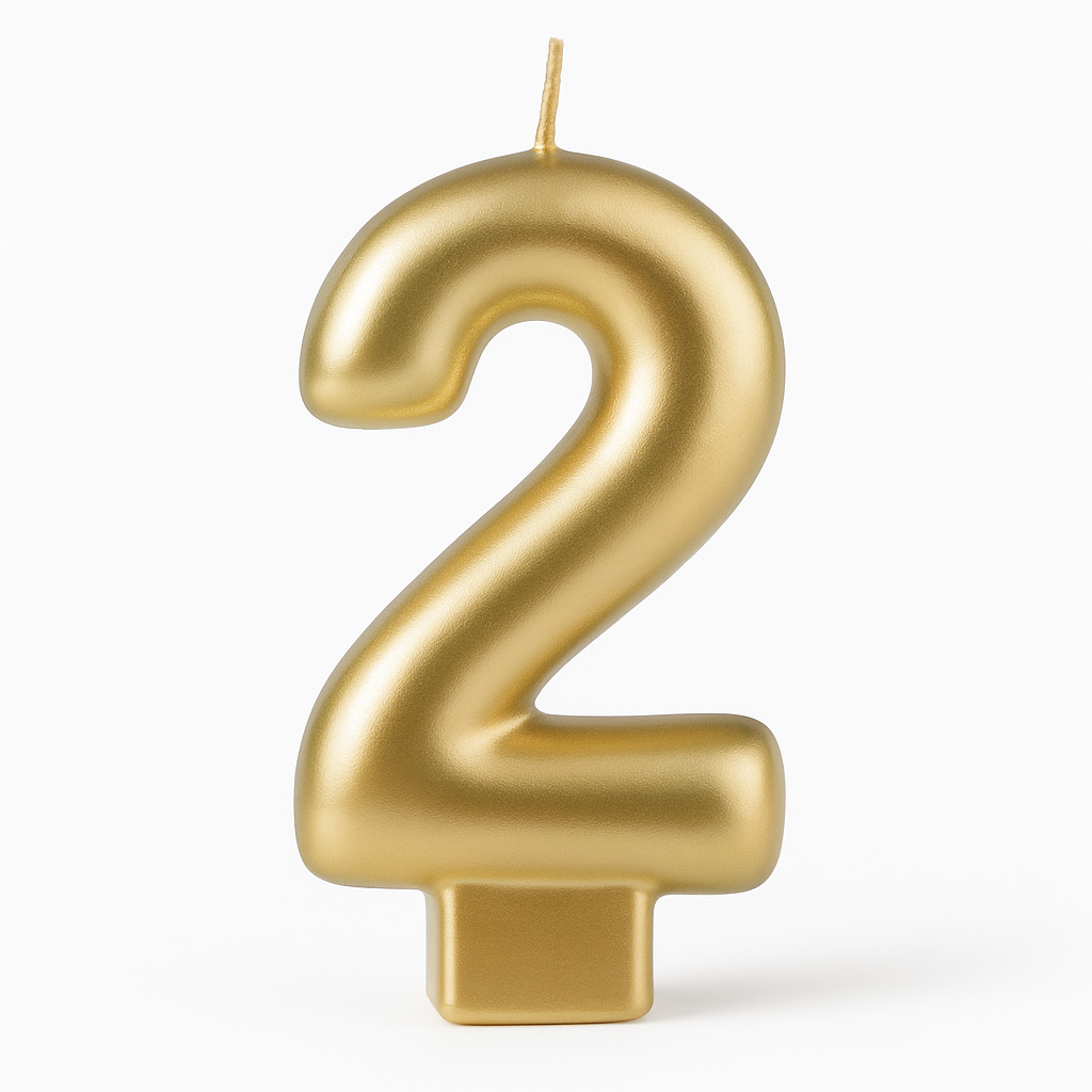 Metallic Gold Number 2 Candle