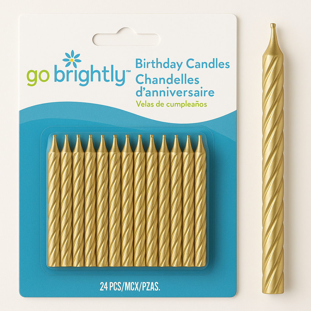 Gold Spiral Birthday Candles - Set of 24