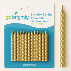 Gold Spiral Birthday Candles - Set of 24