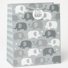 Large Gender Neutral Elephant Gift Bag with Tissue Paper