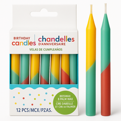 Beeswax & Palm Wax Spiral Birthday Candles, Multicolour, 12-Pack