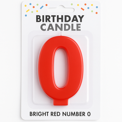 Vibrant Red Number 0 Molded Birthday Candle, 5.25-Inch