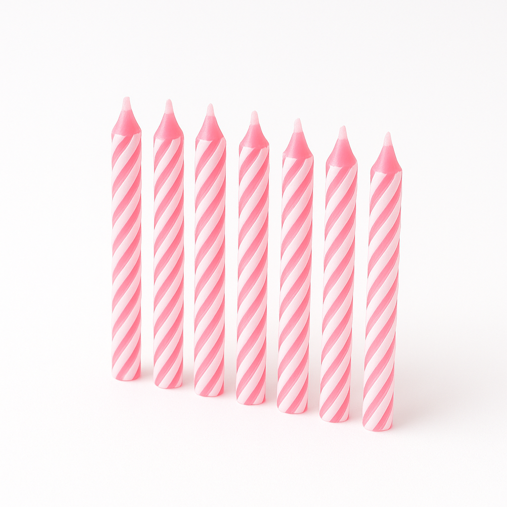 Pretty Pink Candy Stripe Birthday Candles