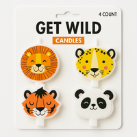 Get Wild Jungle Animal Birthday Candle Set - 4 Pack