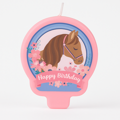 Saddle Up Horse Birthday Candle, Pink/Blue, 1.25-in