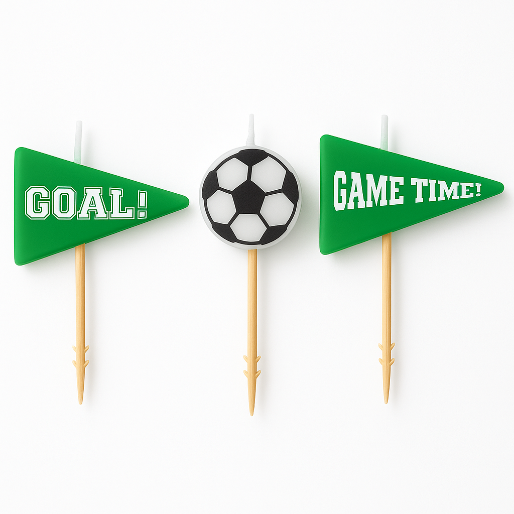 Goal Getter Soccer Birthday Candle Set, 3-Inch, 6-Pack