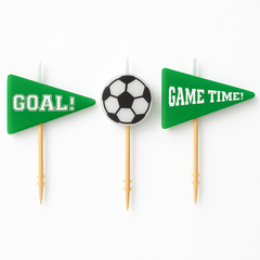 Goal Getter Soccer Birthday Candle Set, 3-Inch, 6-Pack