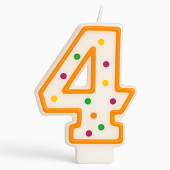Polka Dot Number 4 Birthday Candle