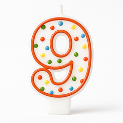 Polka Dots Number 9 Birthday Candle