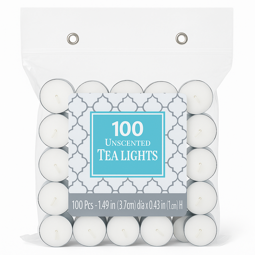 Unscented White Tealight Candles - 100 Pack